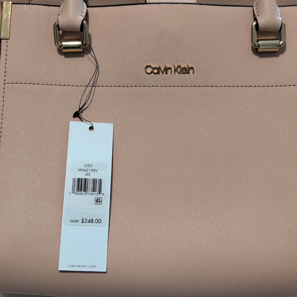 Calvin Klein Raelynn Light Pink  Medium Saffiano Satchel Bag Style: H9AD19DVdt5 - Picture 7 of 13